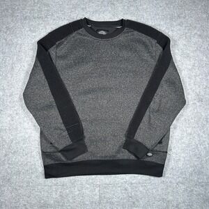 Dickies crewneck Sweatshirt Mens XL Grey Black Ribbed Shoulder Tech Fleece